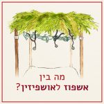 סוכה שעליה כקישוט מַסכתים (סטתוסקופים) של רופאים. הכיתוב: מה בין אשפוז לאושפיזין?