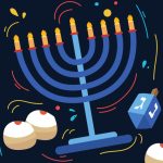 איור חנוכיה, סביבון וסופגניות